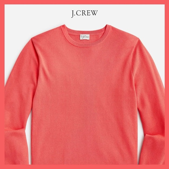 J. Crew 100% cotton piqué-stitch knit crewneck sweater coral men size small - Picture 3 of 7